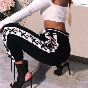 Lace up pants new kardashian style